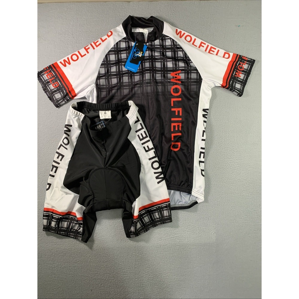Wolfield Cycling Jersey Men's Small 3/4 Zip Black White Red